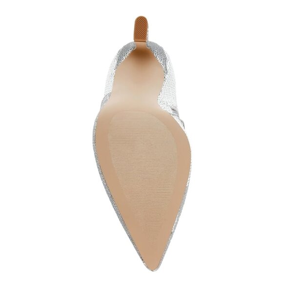 NEW Steve Madden Laddy Sequin Over-The-Knee Stiletto Boots in Silver Sz. 5.5 - Picture 4 of 6